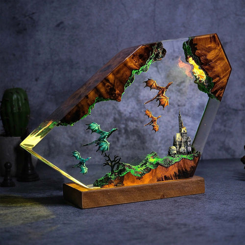 Dragon and Castle Handmade Resin Light